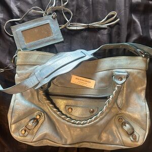 Light Blue Balenciaga Two Way Bag
